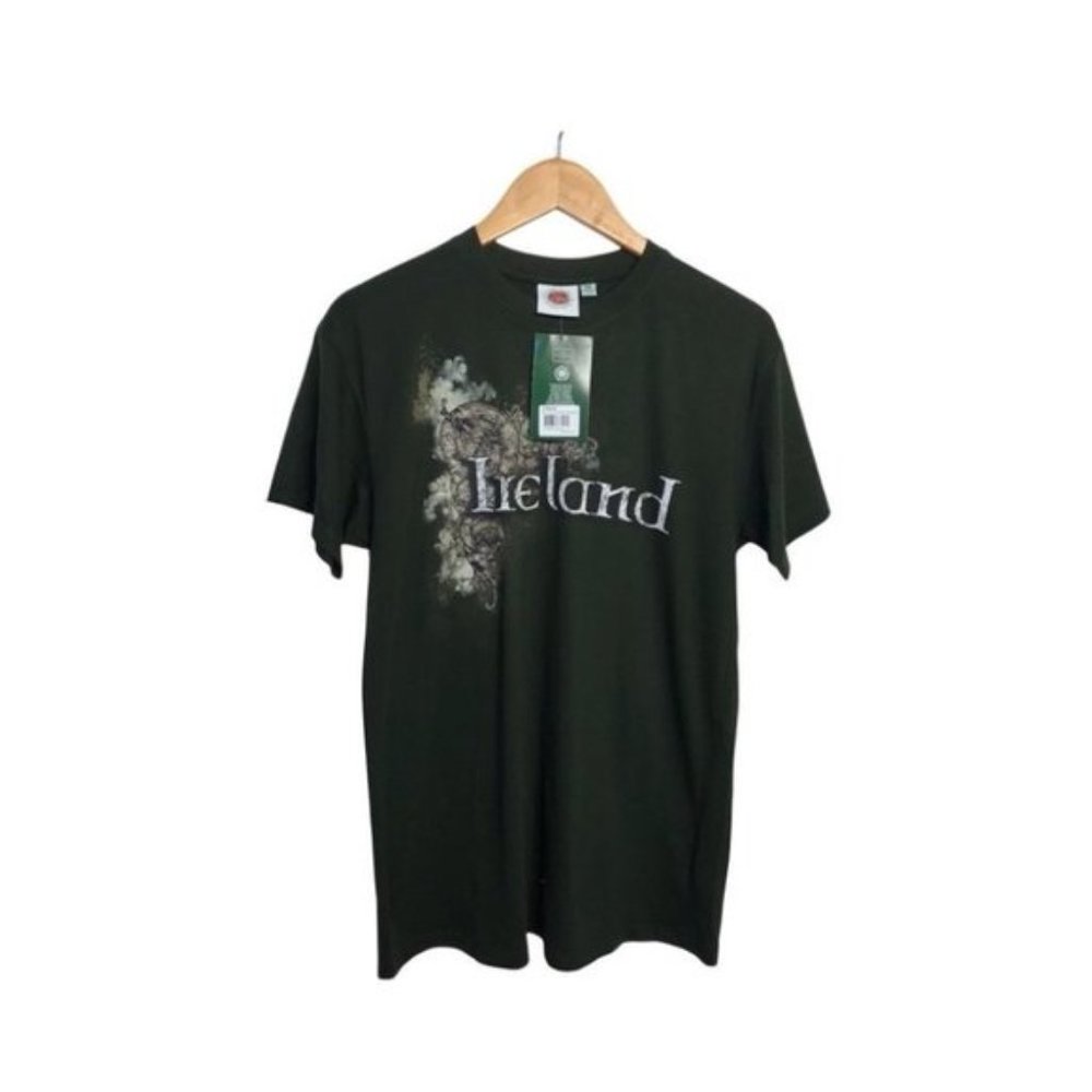 Traditional Craftwear Ireland Souvenir Travel Green Celtic Cotton T-Shirt